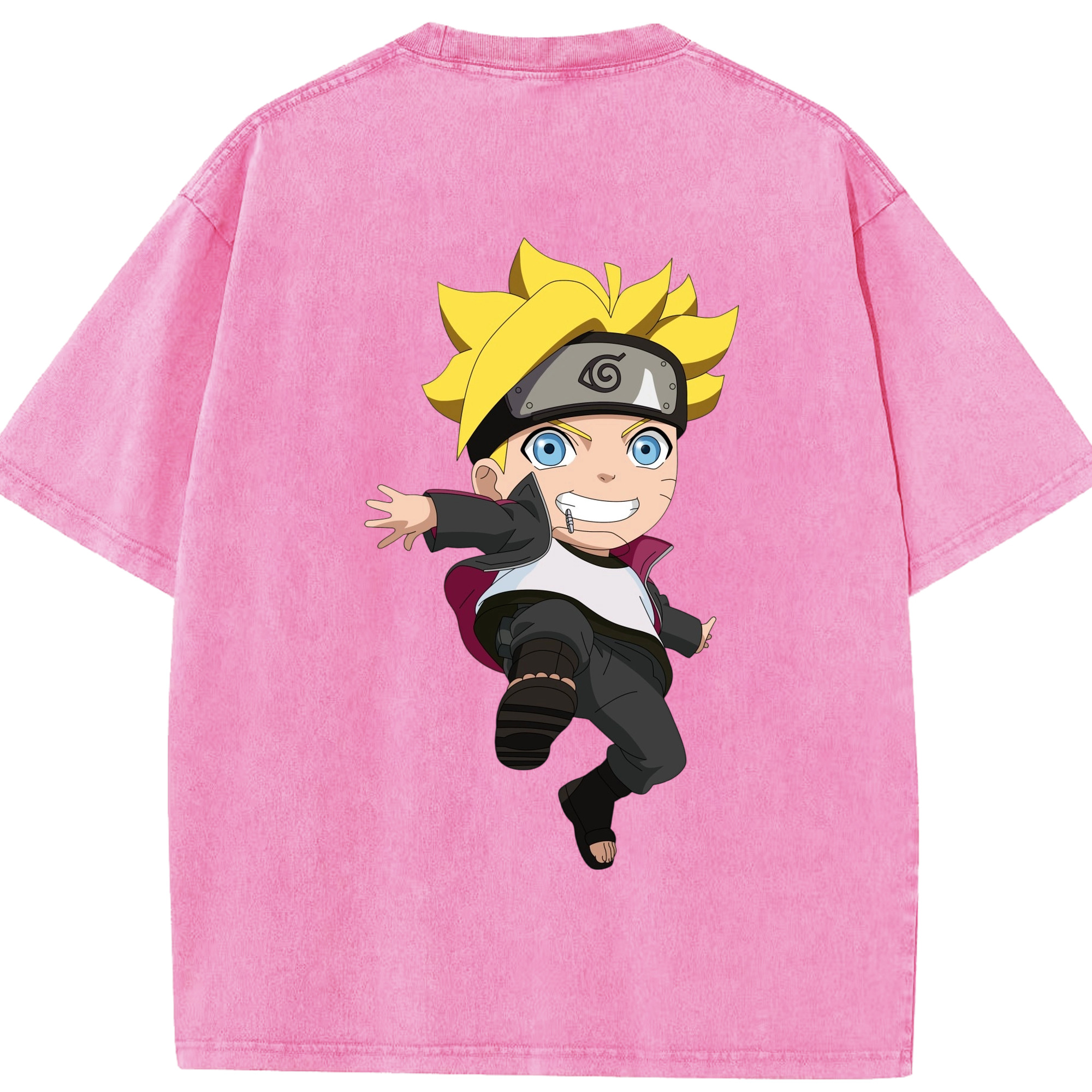 （画像用） NARUTO -ナルト- うずまき ボルト Uzumaki Boruto 綿100% ヴィンテージ風 半袖Tシャツ（背面プリント）